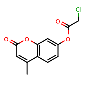 Chemical structure of 4-methyl-2-oxo-2H-chromen-7-yl chloroacetate , CAS 105738-24-7, AChemBlock AD249760