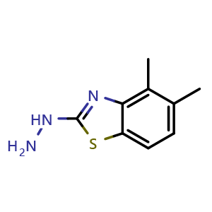 Chemical structure of 2-Hydrazino-4,5-dimethyl-1,3-benzothiazole , CAS 41814-52-2, AChemBlock AD249764