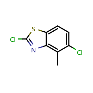 Chemical structure of 2,5-Dichloro-4-methyl-1,3-benzothiazole , CAS 887204-62-8, AChemBlock AD249765