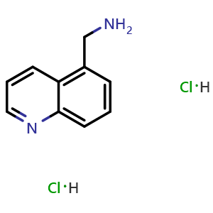 Chemical structure of 1-(quinolin-5-yl)methanamine dihydrochloride , CAS 2938997-42-1, AChemBlock AD249767