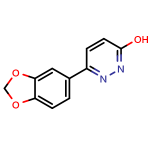 Chemical structure of 6-(1,3-benzodioxol-5-yl)pyridazin-3-ol , CAS 143268-22-8, AChemBlock AD249768
