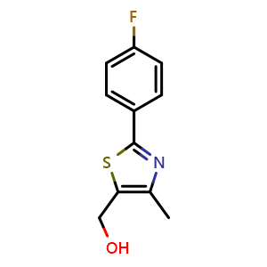 Chemical structure of [2-(4-fluorophenyl)-4-methyl-1,3-thiazol-5-yl]methanol , CAS 317319-23-6, AChemBlock AD249769