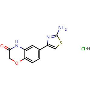 Chemical structure of 6-(2-amino-1,3-thiazol-4-yl)-2H-1,4-benzoxazin-3(4H)-one hydrochloride , CAS 1049742-69-9, AChemBlock AD249777
