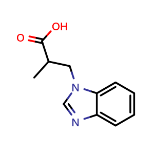 Chemical structure of 3-(1H-1,3-benzodiazol-1-yl)-2-methylpropanoic acid , CAS 58555-21-8, AChemBlock AD249780