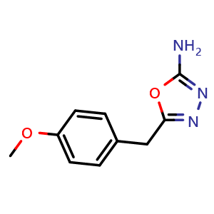 Chemical structure of 5-(4-methoxybenzyl)-1,3,4-oxadiazol-2-amine , CAS 1016676-66-6, AChemBlock AD249782