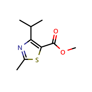 Chemical structure of methyl 4-isopropyl-2-methylthiazole-5-carboxylate , CAS 1351393-82-2, AChemBlock AD249806