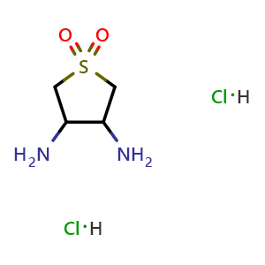 Chemical structure of Tetrahydrothiophene-3,4-diamine 1,1-dioxide dihydrochloride , CAS 70519-79-8, AChemBlock AD249814