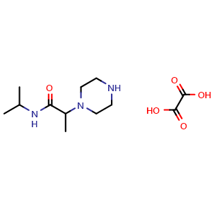 Chemical structure of 2-(piperazin-1-yl)-N-(propan-2-yl)propanamide; oxalic acid , CAS 3030725-78-8, AChemBlock AD249818