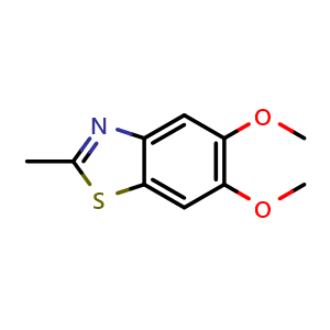 Chemical structure of 5,6-dimethoxy-2-methylbenzo[d]thiazole , CAS 62306-04-1, AChemBlock AD249826