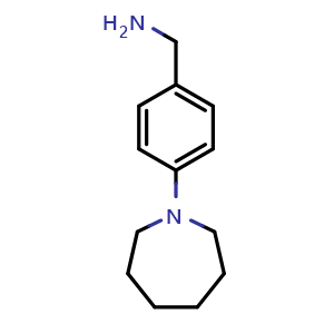 Chemical structure of 1-[4-(azepan-1-yl)phenyl]methanamine , CAS 581812-79-5, AChemBlock AD249840