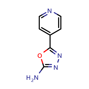 Chemical structure of 5-pyridin-4-yl-1,3,4-oxadiazol-2-amine , CAS 704-56-3, AChemBlock AD249844