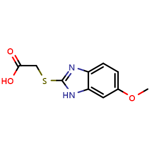 Chemical structure of 2-[(6-methoxy-1H-1,3-benzodiazol-2-yl)sulfanyl]acetic acid , CAS 4813-87-0, AChemBlock AD249880
