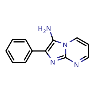 Chemical structure of 2-phenylimidazo[1,2-a]pyrimidin-3-amine , CAS 89185-48-8, AChemBlock AD249897