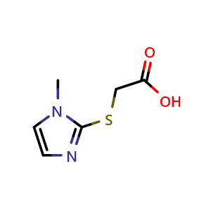 Chemical structure of 2-[(1-methyl-1H-imidazol-2-yl)sulfanyl]acetic acid , CAS 71370-42-8, AChemBlock AD249898