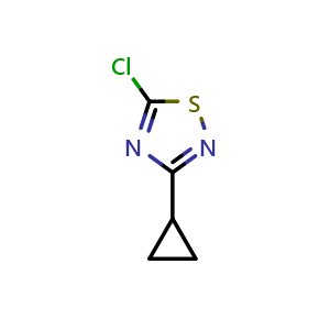 Chemical structure of 5-chloro-3-cyclopropyl-1,2,4-thiadiazole , CAS 122684-54-2, AChemBlock AD249899