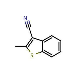 Chemical structure of 2-methyl-1-benzothiophene-3-carbonitrile , CAS 39812-03-8, AChemBlock AD249908