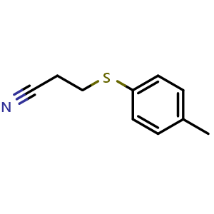 Chemical structure of 3-[(4-Methylphenyl)thio]propanenitrile , CAS 5331-06-6, AChemBlock AD249928