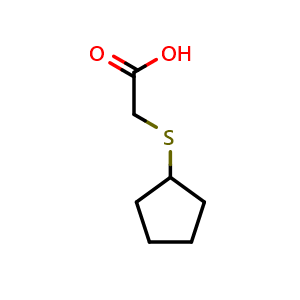 Chemical structure of 2-(cyclopentylsulfanyl)acetic acid , CAS 52363-14-1, AChemBlock AD249954