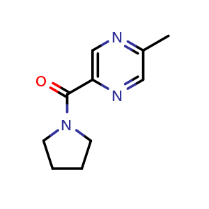 Chemical structure of 2-methyl-5-(pyrrolidine-1-carbonyl)pyrazine , CAS 1090854-34-4, AChemBlock AD249959