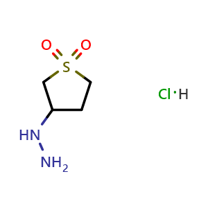 Chemical structure of (1,1-Dioxidotetrahydrothien-3-yl)hydrazine hydrochloride , CAS 1004-15-5, AChemBlock AD249966