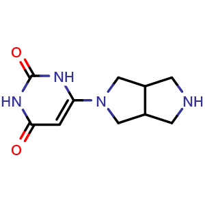 Chemical structure of 6-{octahydropyrrolo[3,4-c]pyrrol-2-yl}-1,2,3,4-tetrahydropyrimidine-2,4-dione , CAS 2411638-30-5, AChemBlock AD249969