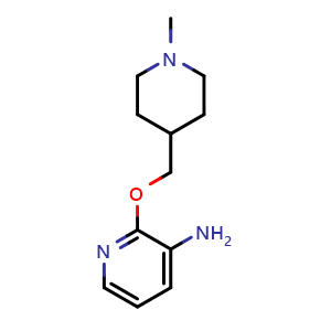 Chemical structure of 2-[(1-methylpiperidin-4-yl)methoxy]pyridin-3-amine , CAS 1892434-43-3, AChemBlock AD249975