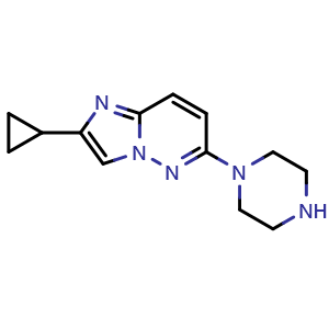 Chemical structure of 1-{2-cyclopropylimidazo[1,2-b]pyridazin-6-yl}piperazine , CAS 2740660-36-8, AChemBlock AD249978