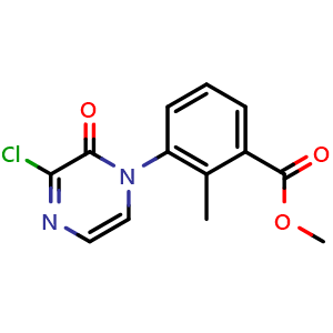 Chemical structure of methyl 3-(3-chloro-2-oxo-1,2-dihydropyrazin-1-yl)-2-methylbenzoate , CAS 2602564-71-4, AChemBlock AD249985