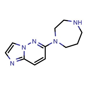 Chemical structure of 1-{imidazo[1,2-b]pyridazin-6-yl}-1,4-diazepane , CAS 2741948-35-4, AChemBlock AD249988