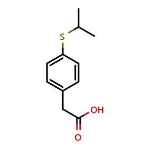 Chemical structure of [4-(Isopropylsulfanyl)phenyl]acetic acid , CAS 3583-60-6, AChemBlock AD249995
