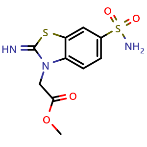 Chemical structure of methyl 2-(2-imino-6-sulfamoylbenzo[d]thiazol-3(2H)-yl)acetate , CAS 941866-77-9, AChemBlock AD250002