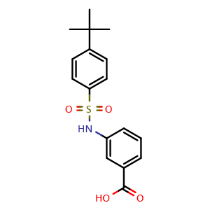 Chemical structure of 3-((4-(tert-Butyl)phenyl)sulfonamido)benzoic acid , CAS 881819-36-9, AChemBlock AD250048