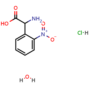Chemical structure of 2-amino-2-(2-nitrophenyl)acetic acid hydrate hydrochloride , AChemBlock AD250059
