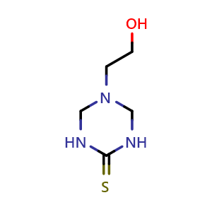 Chemical structure of 5-(2-Hydroxy-ethyl)-[1,3,5]triazinane-2-thione , CAS 26957-73-3, AChemBlock AD250094