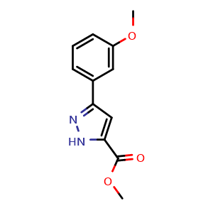 Chemical structure of Methyl 3-(3-methoxyphenyl)-1H-pyrazole-5-carboxylate , CAS 517870-26-7, AChemBlock AD250105