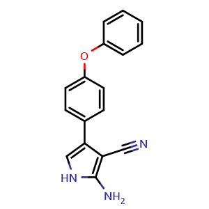 Chemical structure of 2-Amino-4-(4-phenoxyphenyl)-1H-pyrrole-3-carbonitrile , CAS 1199589-61-1, AChemBlock AD250121