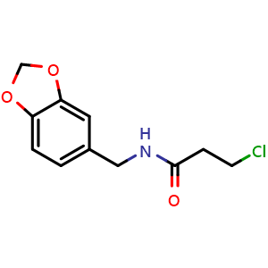 Chemical structure of N-(1,3-benzodioxol-5-ylmethyl)-3-chloropropanamide , CAS 95639-09-1, AChemBlock AD250125