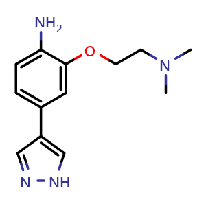 Chemical structure of 2-(2-(dimethylamino)ethoxy)-4-(1H-pyrazol-4-yl)aniline , CAS 1072906-07-0, AChemBlock AD250135