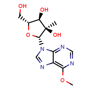Chemical structure of 2′-C-Methyl-6-O-methylinosine , CAS 565450-78-4, AChemBlock AD250136