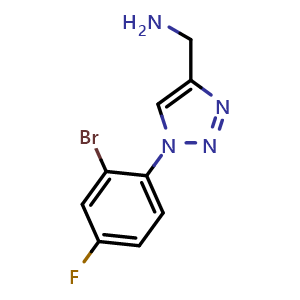 Chemical structure of [1-(2-bromo-4-fluorophenyl)-1H-1,2,3-triazol-4-yl]methanamine , CAS 1247505-70-9, AChemBlock AD250149