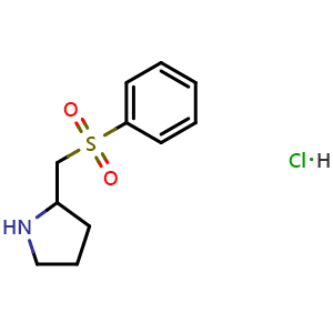 Chemical structure of 2-((phenylsulfonyl)methyl)pyrrolidine hydrochloride , CAS 1185302-64-0, AChemBlock AD250153