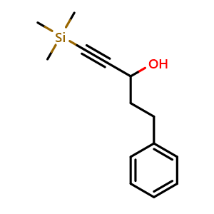 Chemical structure of 5-phenyl-1-(trimethylsilyl)pent-1-yn-3-ol , CAS 140149-77-5, AChemBlock AD250168