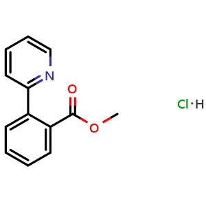 Chemical structure of methyl 2-(pyridin-2-yl)benzoate hydrochloride , CAS 3030737-18-6, AChemBlock AD250169