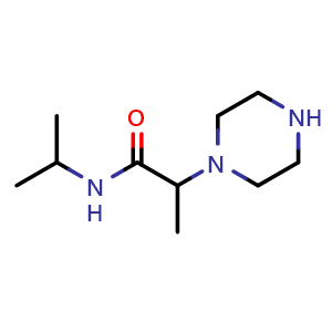 Chemical structure of N-isopropyl-2-(piperazin-1-yl)propanamide , CAS 86906-58-3, AChemBlock AD250182