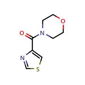Chemical structure of 4-(1,3-thiazole-4-carbonyl)morpholine , CAS 1223452-37-6, AChemBlock AD250190