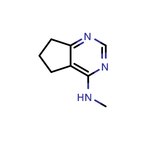 Chemical structure of N-methyl-5H,6H,7H-cyclopenta[d]pyrimidin-4-amine , CAS 52698-64-3, AChemBlock AD250194