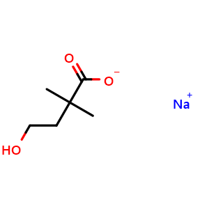 Chemical structure of sodium 4-hydroxy-2,2-dimethylbutanoate , CAS 107975-81-5, AChemBlock AD250195
