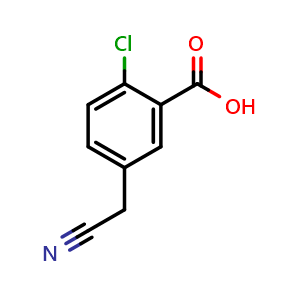 Chemical structure of 2-chloro-5-(cyanomethyl)benzoic acid , CAS 66658-58-0, AChemBlock AD250203