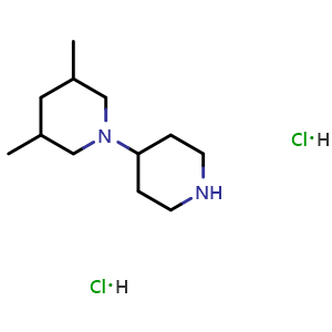 Chemical structure of 3,5-dimethyl-1-(piperidin-4-yl)piperidine dihydrochloride , CAS 1181458-51-4, AChemBlock AD250206