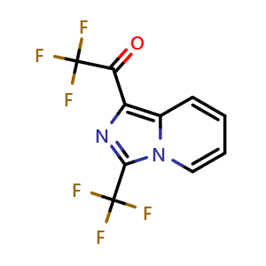 Chemical structure of 2,2,2-trifluoro-1-[3-(trifluoromethyl)imidazo[1,5-a]pyridin-1-yl]ethan-1-one , CAS 1797079-01-6, AChemBlock AD250208
